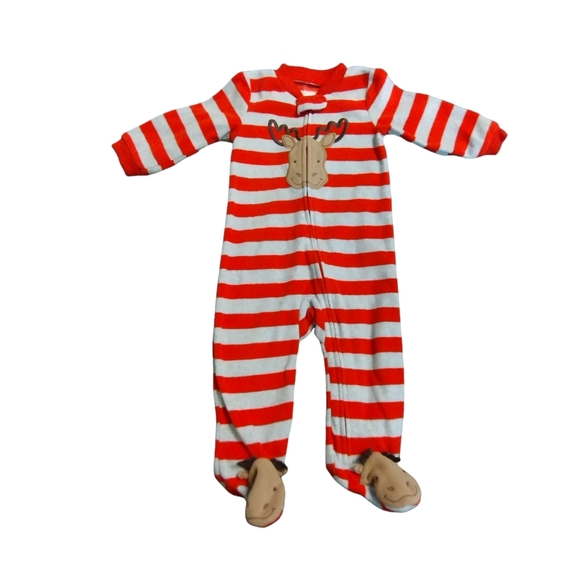 Unisex Adorable Child of Mine by Carter's one piece Christmas reindeer pajamas - Picture 2 of 5